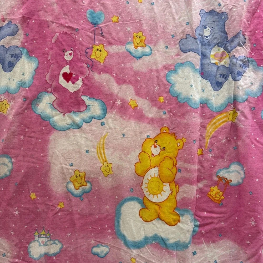 3pc Vintage Care Bears Twin Sheets 2 Flat 1 Fitted Pink Franco Rainbow